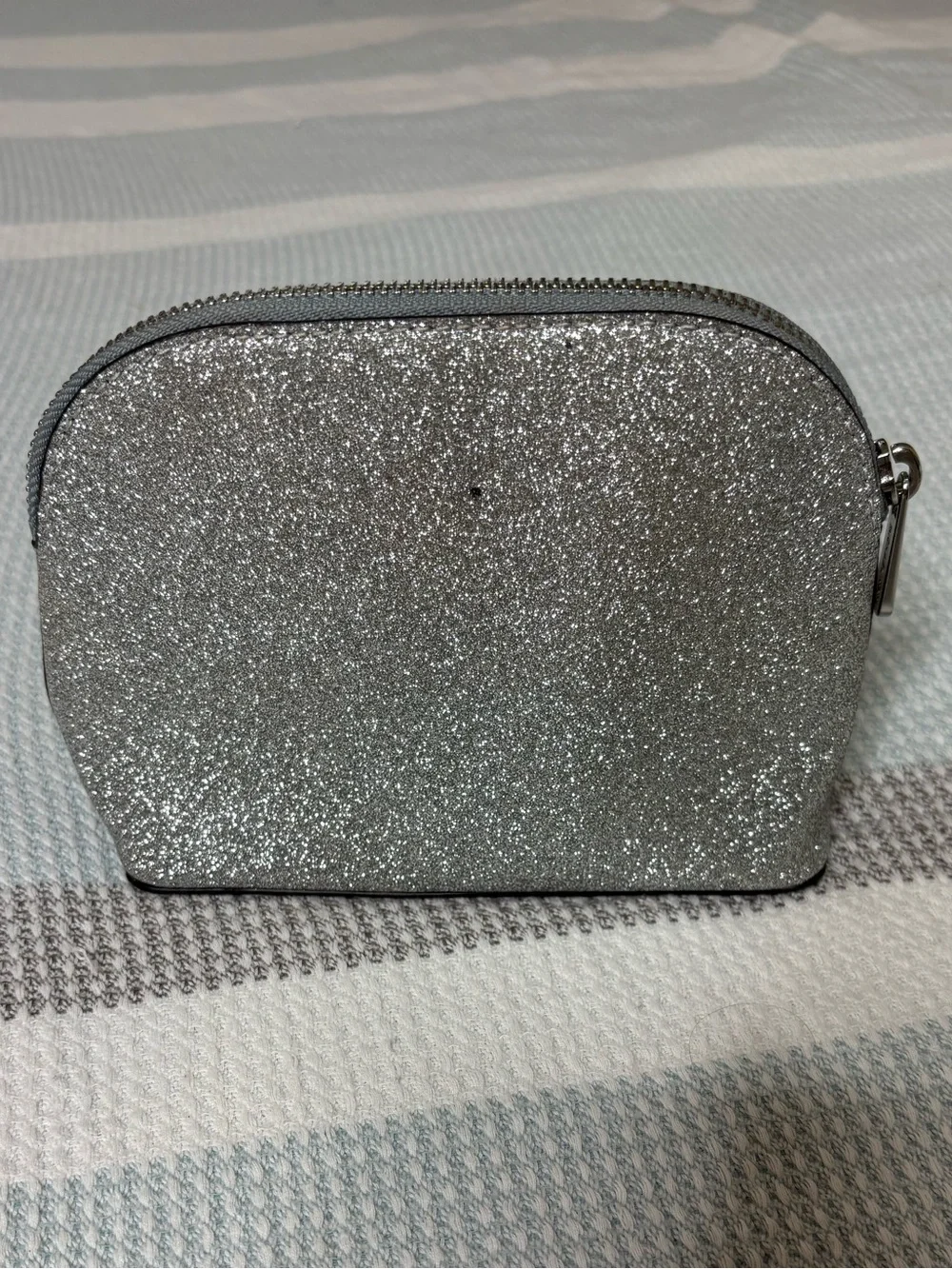 Michael Kors Silver Glitter and black Makeup Pouch set of 2